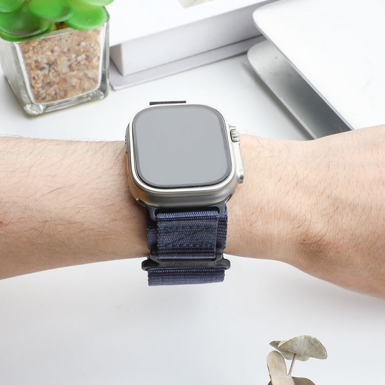 Nylon Two Section Watch Band For Apple Watch 8 41mm(Blue) - Watch Bands by PMC TechLife | Online Shopping South Africa | PMC TechLife