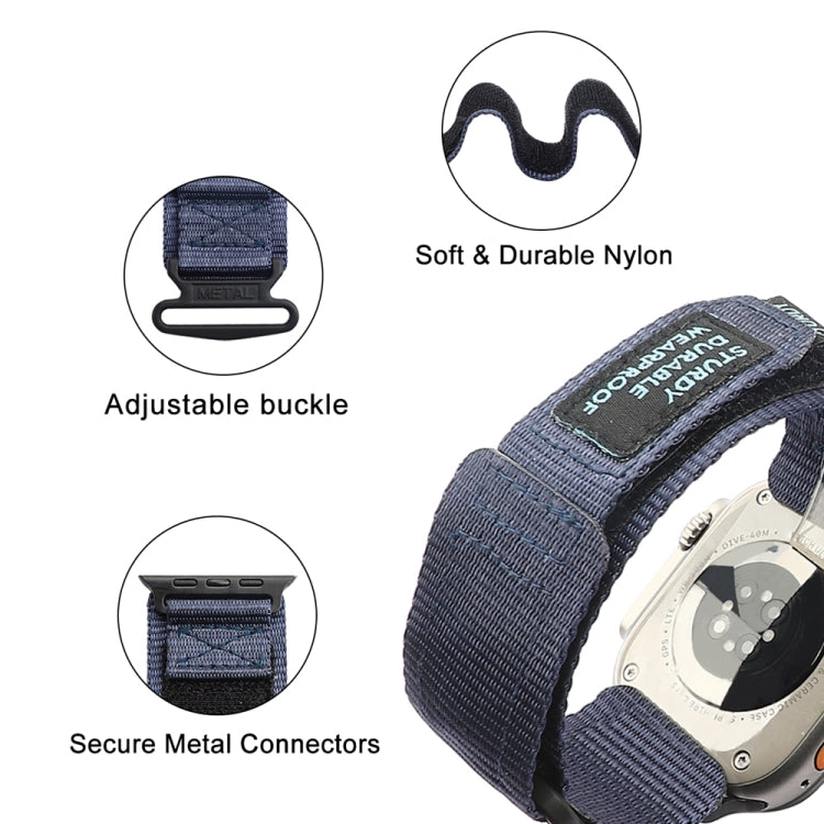 Nylon Two Section Watch Band For Apple Watch 8 45mm(Blue) - Watch Bands by PMC TechLife | Online Shopping South Africa | PMC TechLife