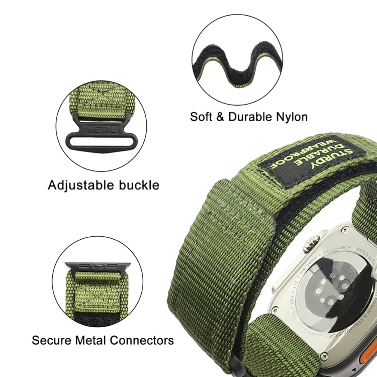 Nylon Two Section Watch Band For Apple Watch 7 45mm(Dark Green) - Watch Bands by PMC TechLife | Online Shopping South Africa | PMC TechLife