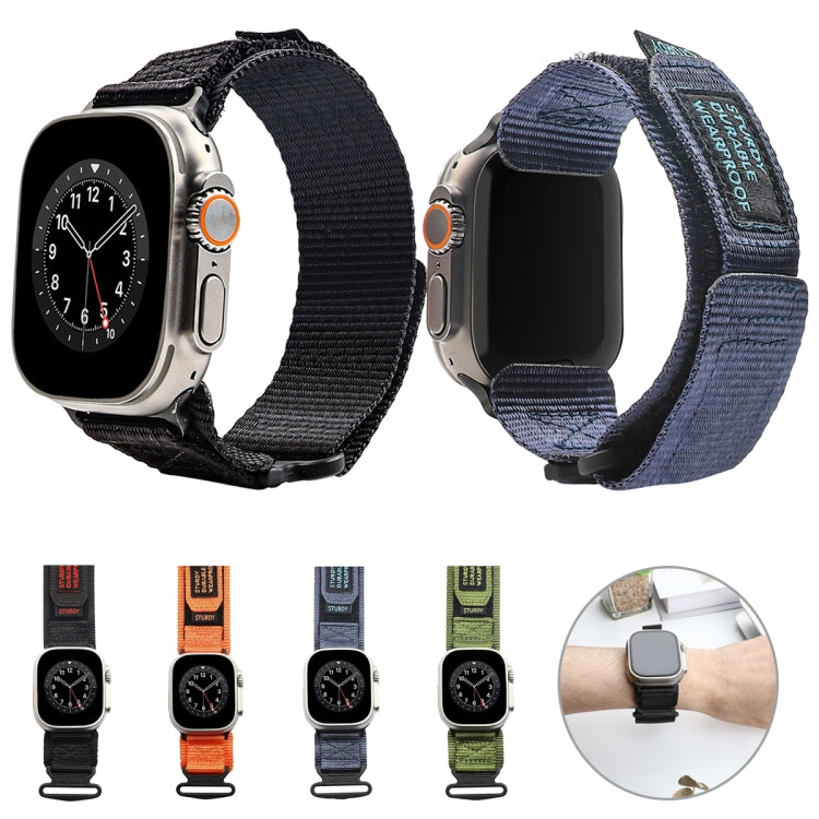 Nylon Two Section Watch Band For Apple Watch 7 45mm(Dark Green) - Watch Bands by PMC TechLife | Online Shopping South Africa | PMC TechLife