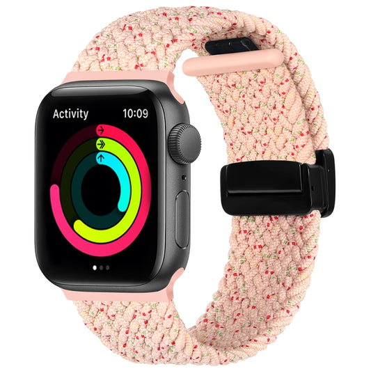 Magnetic Fold Clasp Woven Watch Band For Apple Watch Ultra 49mm(Starlight Pink) - Watch Bands by PMC Jewellery | Online Shopping South Africa | PMC Jewellery