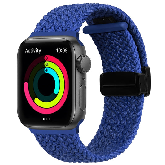 Magnetic Fold Clasp Woven Watch Band For Apple Watch 8 41mm(Blue) - Watch Bands by PMC Jewellery | Online Shopping South Africa | PMC Jewellery