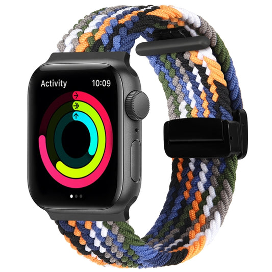 Magnetic Fold Clasp Woven Watch Band For Apple Watch 8 45mm(Denim Color) - Watch Bands by PMC Jewellery | Online Shopping South Africa | PMC Jewellery