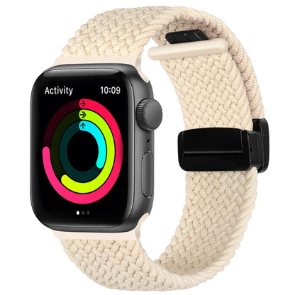 Magnetic Fold Clasp Woven Watch Band For Apple Watch 8 45mm(Starlight Color) - Watch Bands by PMC Jewellery | Online Shopping South Africa | PMC Jewellery