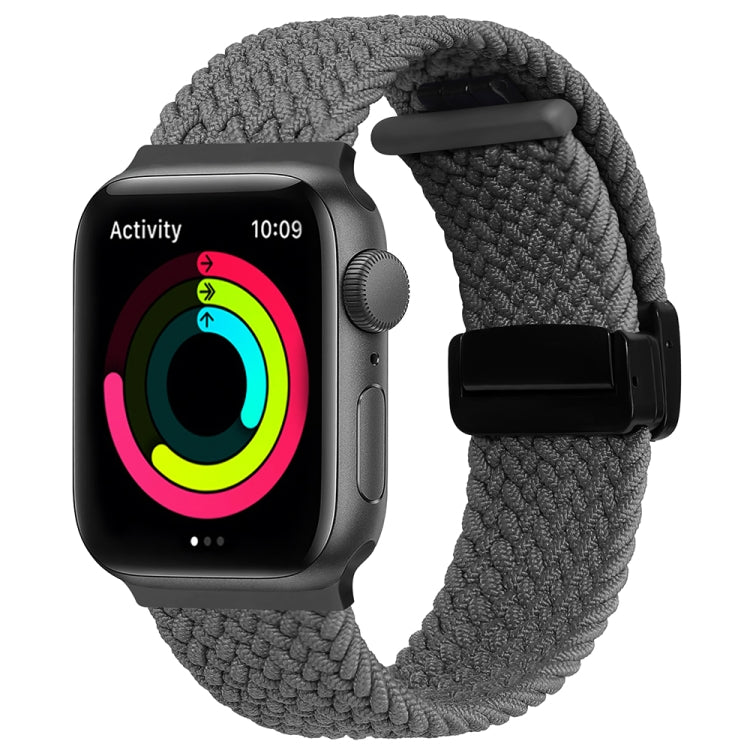 Magnetic Fold Clasp Woven Watch Band For Apple Watch 7 45mm(Grey) - Watch Bands by PMC TechLife | Online Shopping South Africa | PMC TechLife