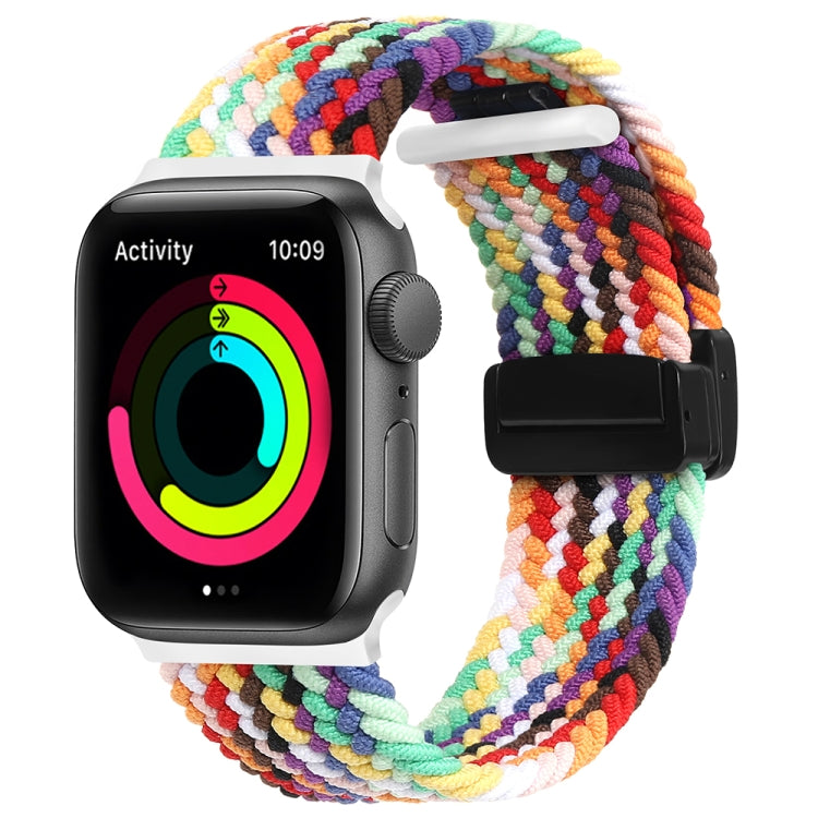 Magnetic Fold Clasp Woven Watch Band For Apple Watch SE 40mm(Rainbow Color) - Watch Bands by PMC TechLife | Online Shopping South Africa | PMC TechLife