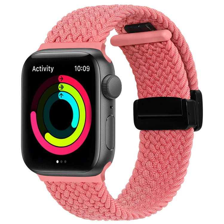 Magnetic Fold Clasp Woven Watch Band For Apple Watch SE 44mm(Pink) - Watch Bands by PMC TechLife | Online Shopping South Africa | PMC TechLife