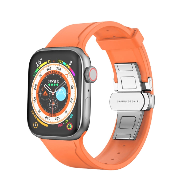 Metal Butterfly Buckle Silicone Watch Band For Apple Watch SE 2022 40mm(Orange) - Watch Bands by PMC Jewellery | Online Shopping South Africa | PMC Jewellery