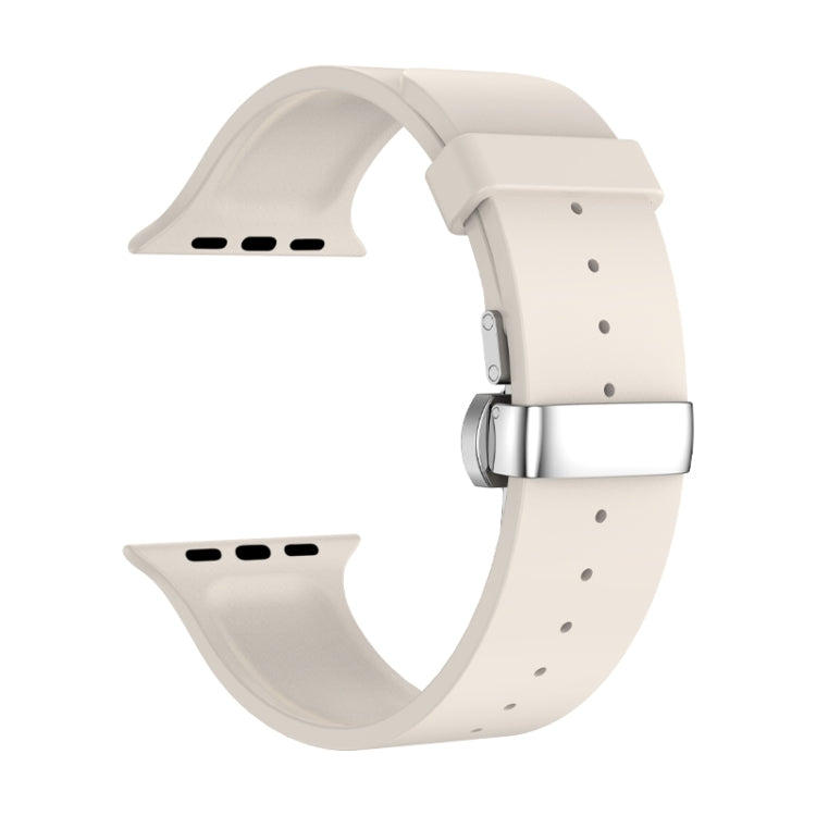 Metal Butterfly Buckle Silicone Watch Band For Apple Watch SE 40mm(Starlight Color) - Watch Bands by PMC Jewellery | Online Shopping South Africa | PMC Jewellery