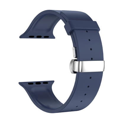 Metal Butterfly Buckle Silicone Watch Band For Apple Watch SE 40mm(Blue) - Watch Bands by PMC Jewellery | Online Shopping South Africa | PMC Jewellery