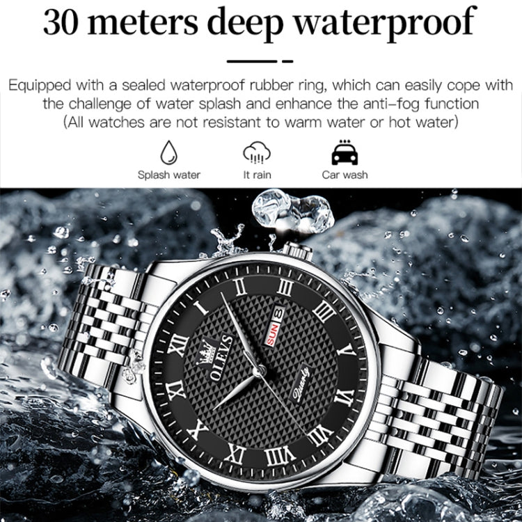 OLEVS 5562 Men Multifunctional Business Waterproof Quartz Watch(Black) - Metal Strap Watches by OLEVS | Online Shopping South Africa | PMC Jewellery