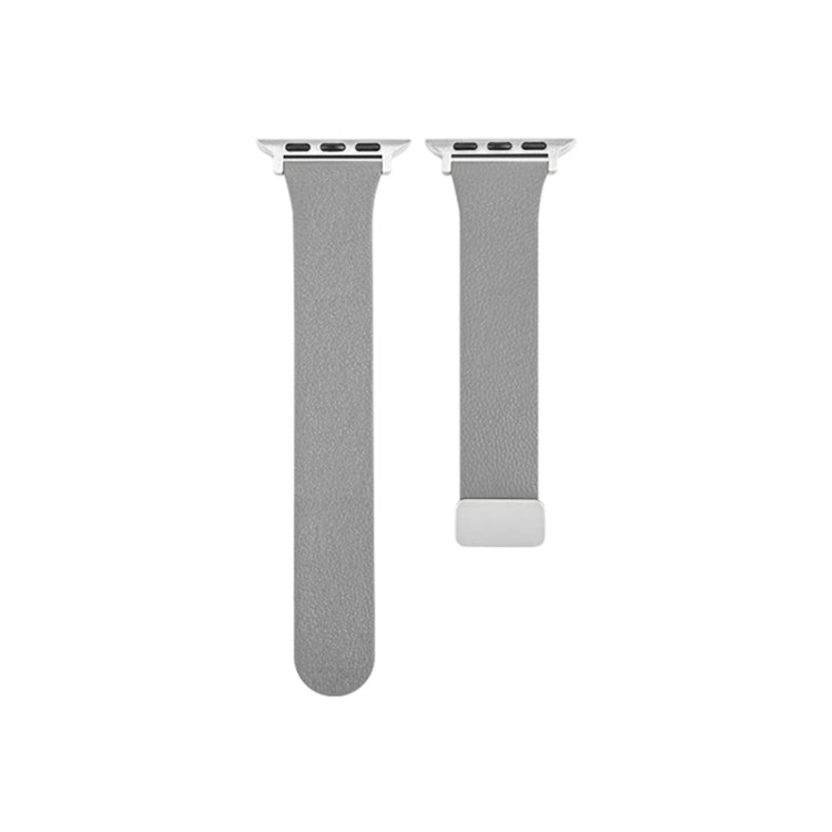 Sheepskin Texture Magnetic Folding Buckle Watch Band For Apple Watch 9 41mm(Grey) - Watch Bands by PMC TechLife | Online Shopping South Africa | PMC TechLife