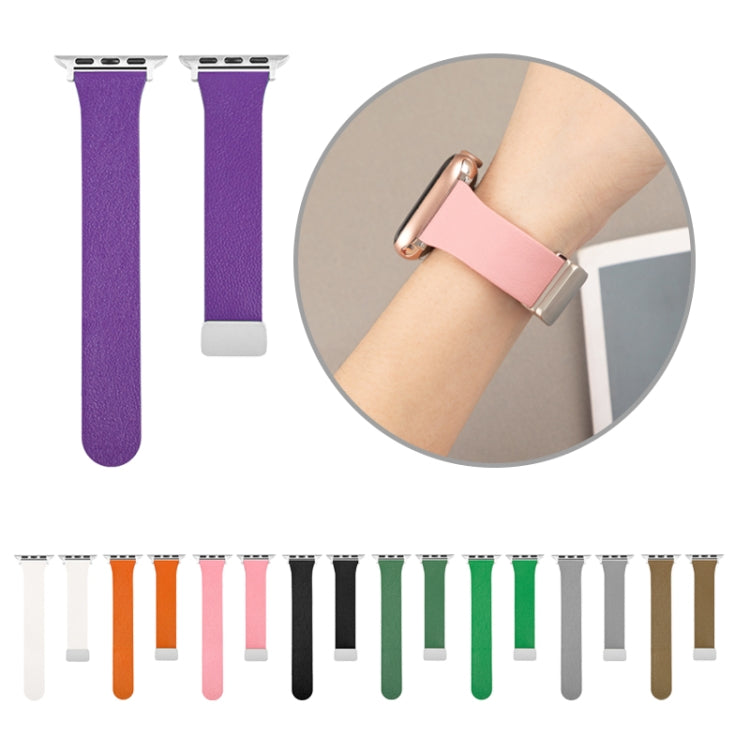 Sheepskin Texture Magnetic Folding Buckle Watch Band For Apple Watch 38mm(White) - Watch Bands by PMC TechLife | Online Shopping South Africa | PMC TechLife