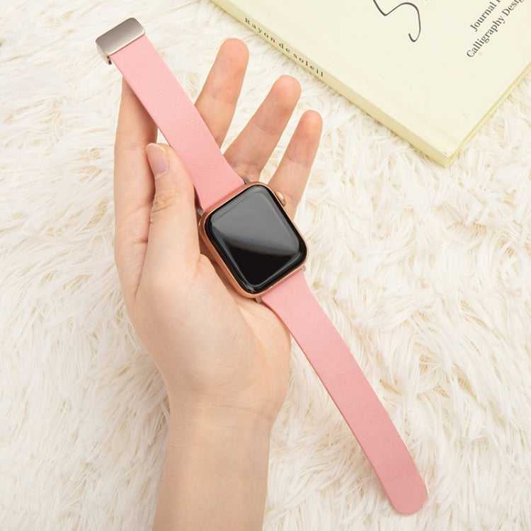 Sheepskin Texture Magnetic Folding Buckle Watch Band For Apple Watch 7 45mm(Pink) - Watch Bands by PMC Jewellery | Online Shopping South Africa | PMC Jewellery