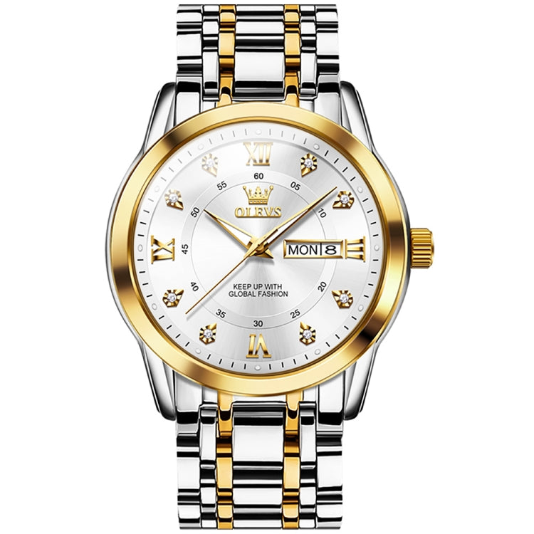 OLEVS 5513 Men Business Luminous Waterproof Quartz Watch(White + Gold) - Metal Strap Watches by OLEVS | Online Shopping South Africa | PMC Jewellery