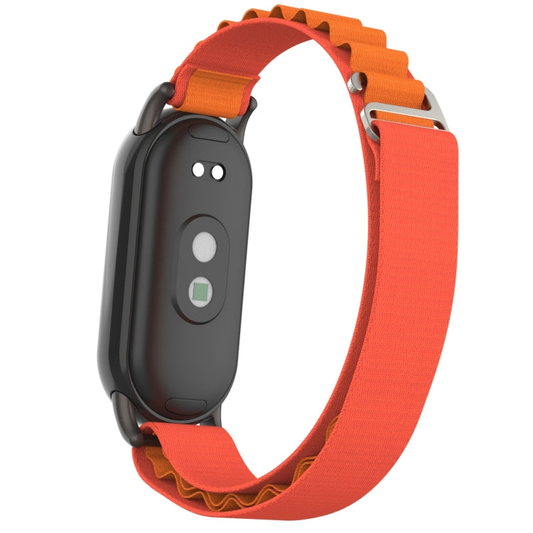 For Xiaomi Mi Band 8 Metal Plug Loop Nylon Watch Band(Black+Orange) - Watch Bands by PMC TechLife | Online Shopping South Africa | PMC TechLife