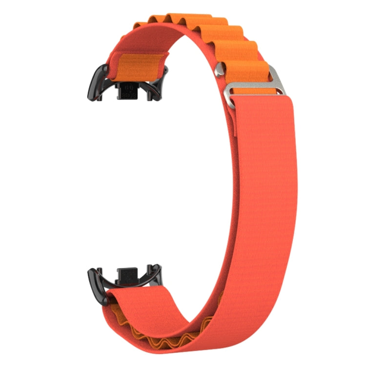 For Xiaomi Mi Band 8 Metal Plug Loop Nylon Watch Band(Black+Orange) - Watch Bands by PMC TechLife | Online Shopping South Africa | PMC TechLife