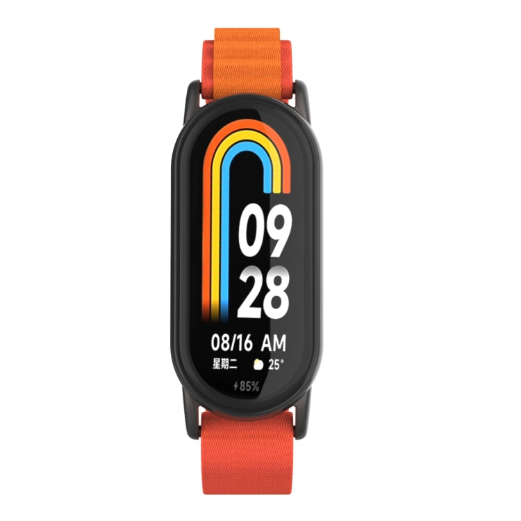 For Xiaomi Mi Band 8 Metal Plug Loop Nylon Watch Band(Black+Orange) - Watch Bands by PMC TechLife | Online Shopping South Africa | PMC TechLife