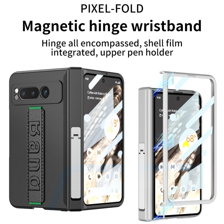 For Google Pixel Fold GKK Integrated Fold Hinge Full Coverage Phone Case with Wrist Strap(White) - Google Cases by GKK | Online Shopping South Africa | PMC Jewellery