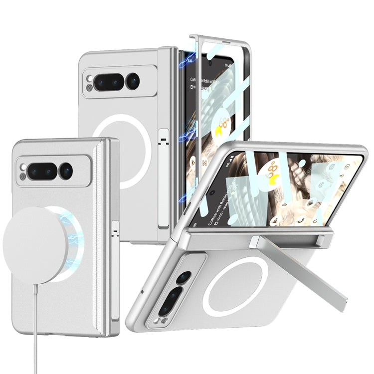 For Google Pixel Fold GKK Integrated Magsafe Fold Hinge Full Coverage Phone Case with Holder(White) - Google Cases by GKK | Online Shopping South Africa | PMC Jewellery