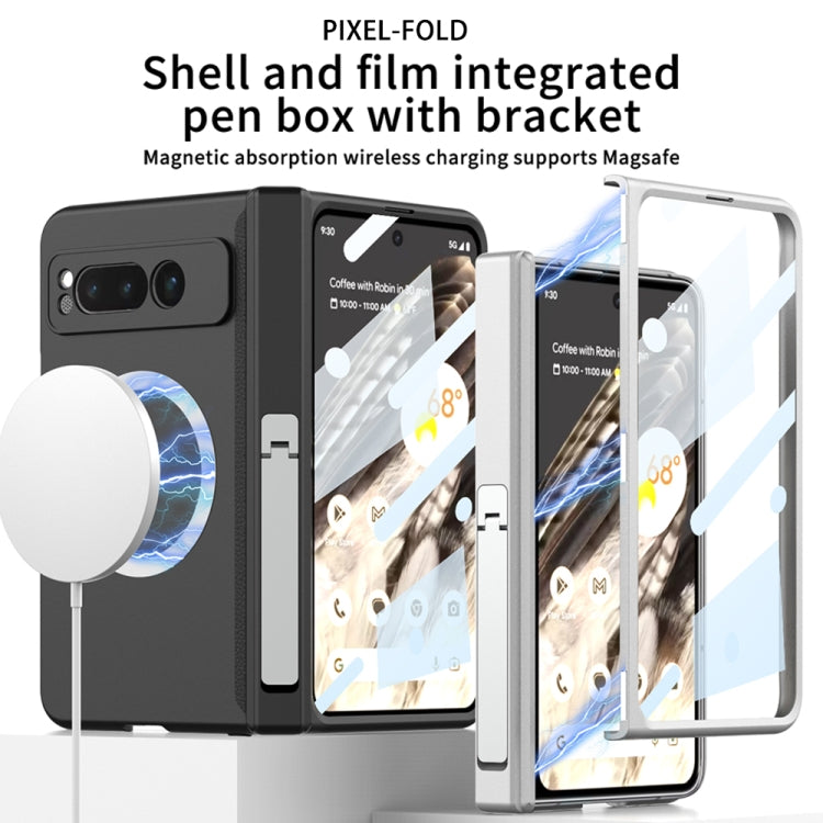 For Google Pixel Fold GKK Integrated Magsafe Fold Hinge Full Coverage Phone Case with Holder(White) - Google Cases by GKK | Online Shopping South Africa | PMC Jewellery