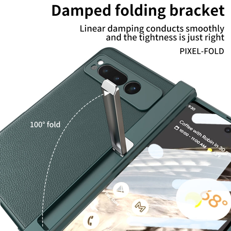 For Google Pixel Fold GKK Integrated Fold Hinge Leather Phone Case with Holder(Black) - Google Cases by GKK | Online Shopping South Africa | PMC Jewellery