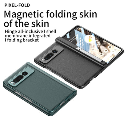For Google Pixel Fold GKK Integrated Fold Hinge Leather Phone Case with Holder(White) - Google Cases by GKK | Online Shopping South Africa | PMC Jewellery