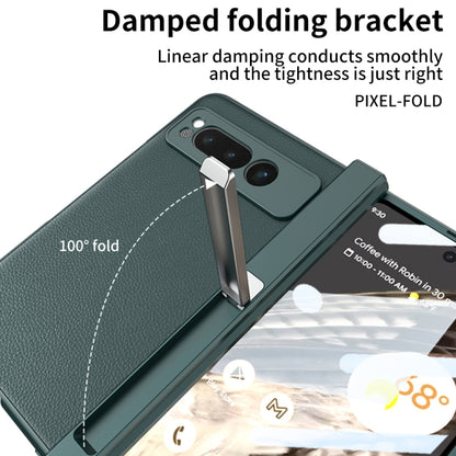 For Google Pixel Fold GKK Integrated Fold Hinge Leather Phone Case with Holder(Green) - Google Cases by GKK | Online Shopping South Africa | PMC Jewellery