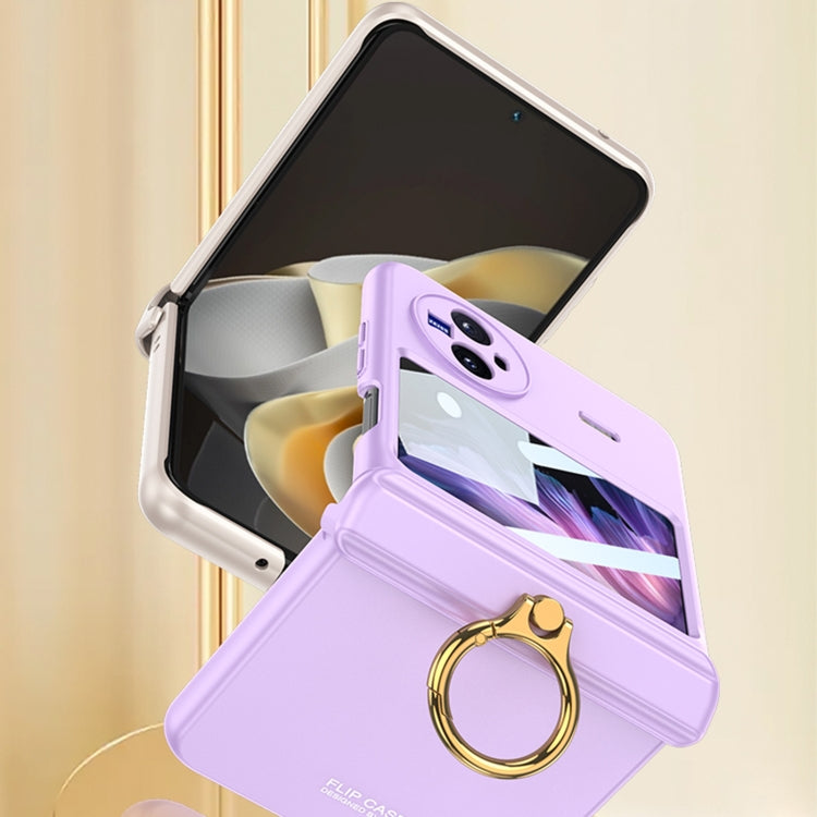 For vivo X Flip GKK Hinged Flip Phone Case with Ring Holder(White) - vivo Cases by GKK | Online Shopping South Africa | PMC Jewellery