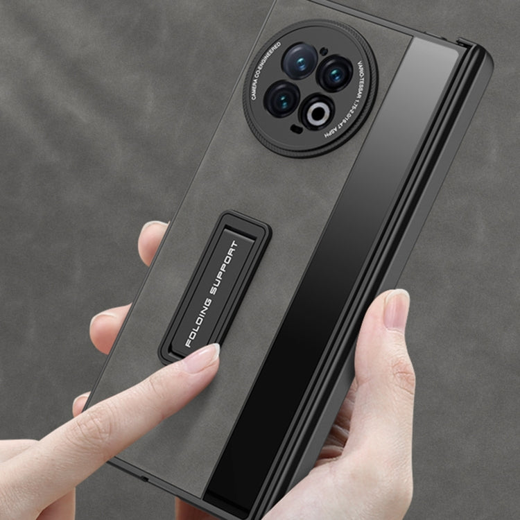 For vivo X Fold2 GKK Integrated Frosted Fold Hinge Leather Phone Case with Holder(Black) - vivo Cases by GKK | Online Shopping South Africa | PMC TechLife