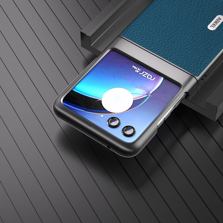 For Motorola Razr 40 Ultra ABEEL Genuine Leather Litchi Texture Phone Case(Blue) - free shipping - PMC TechLife - Order now!
