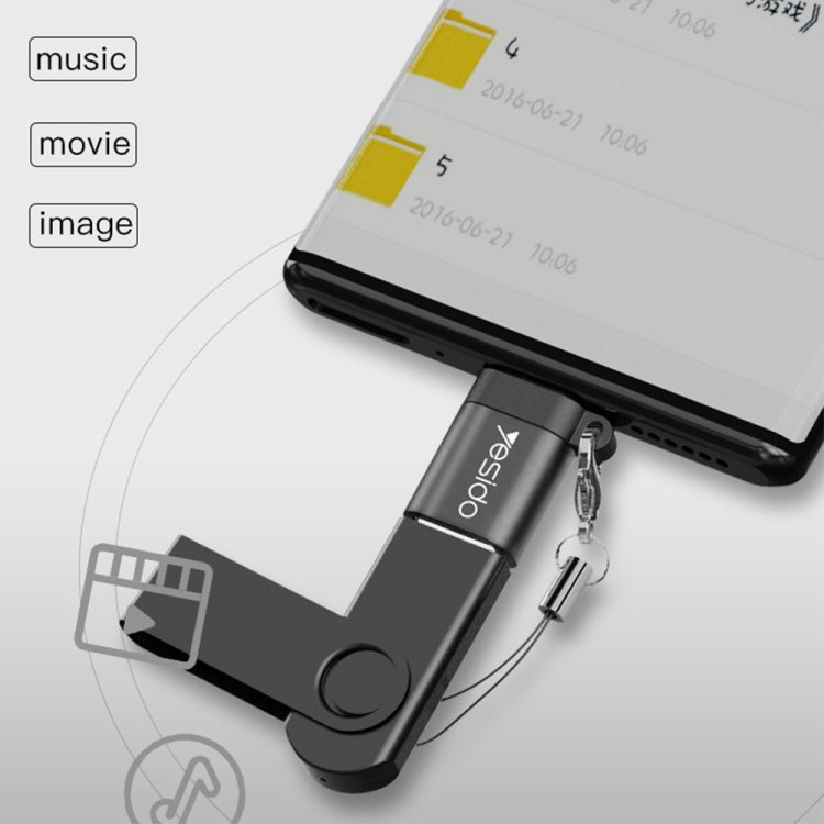 Yesido GS06 Type-C to USB 3.0 OTG Mini Connector Adapter with Keychain(Black) - Converter & Adapter by Yesido | Online Shopping South Africa | PMC TechLife | Buy Now Pay Later Mobicred
