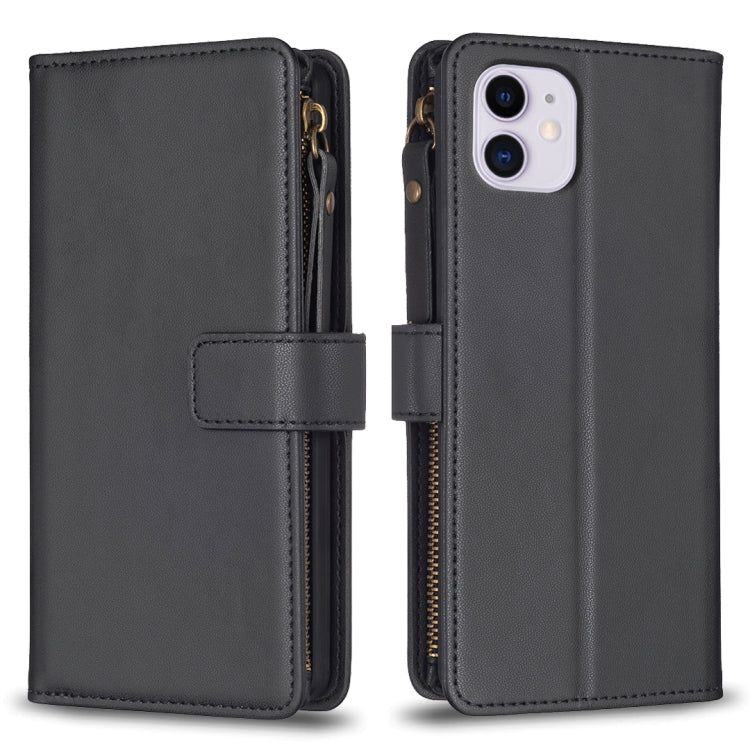 For iPhone 11 9 Card Slots Zipper Wallet Leather Flip Phone Case(Black) - free shipping - PMC TechLife - Order now!