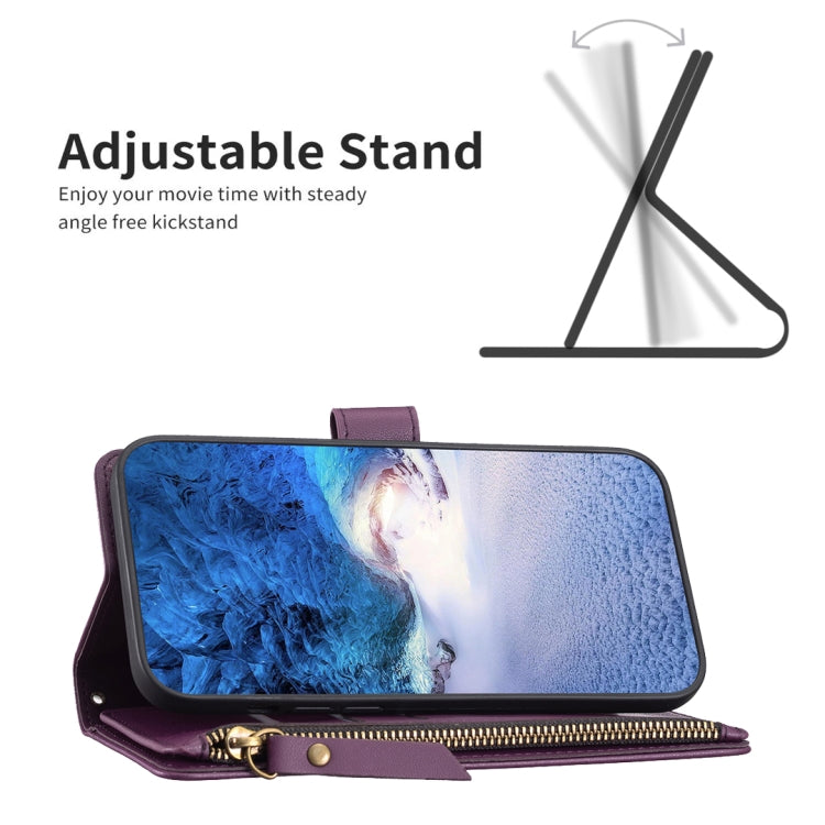 For iPhone 15 Plus 9 Card Slots Zipper Wallet Leather Flip Phone Case(Dark Purple) - free shipping - PMC TechLife - Order now!