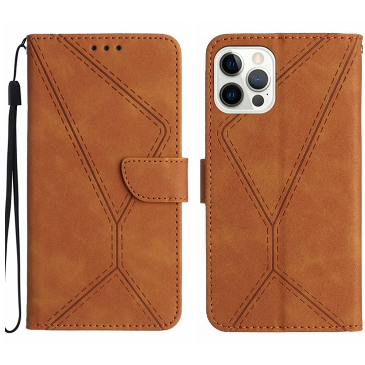 For iPhone 15 Pro Stitching Embossed Leather Phone Case(Brown) - free shipping - PMC TechLife - Order now!