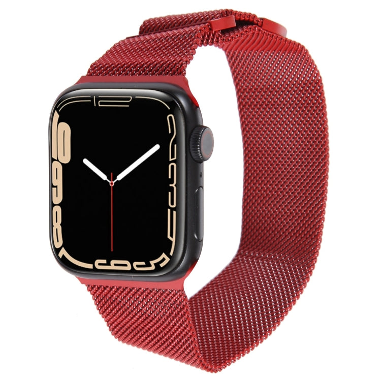 For Apple Watch 7 41mm Milanese Metal Magnetic Watch Band(Red) - Watch Bands by PMC Jewellery | Online Shopping South Africa | PMC Jewellery