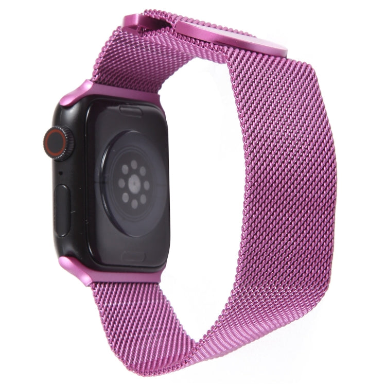 For Apple Watch SE 44mm Milanese Metal Magnetic Watch Band(Purple) - Watch Bands by PMC Jewellery | Online Shopping South Africa | PMC Jewellery