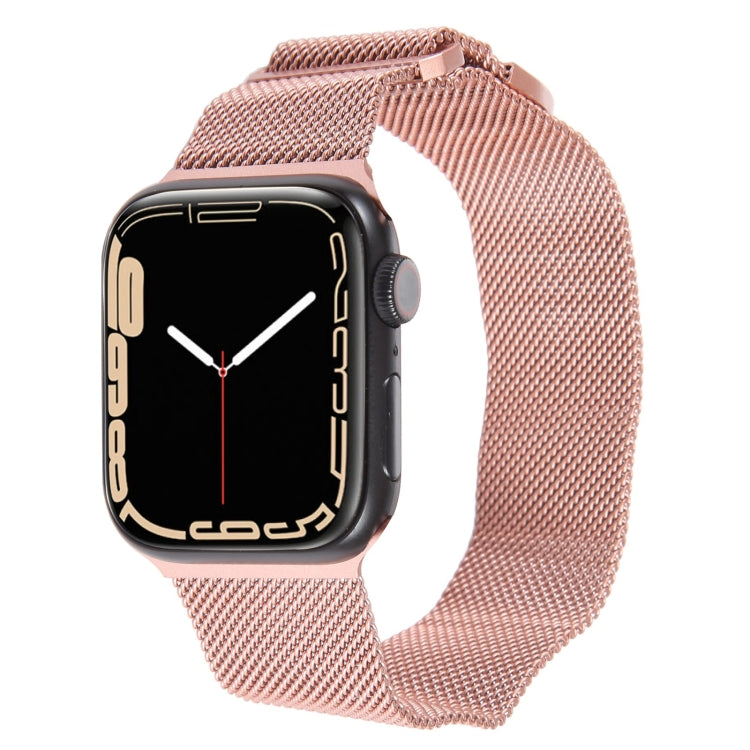 For Apple Watch 42mm Milanese Metal Magnetic Watch Band(Pink) - Watch Bands by PMC Jewellery | Online Shopping South Africa | PMC Jewellery