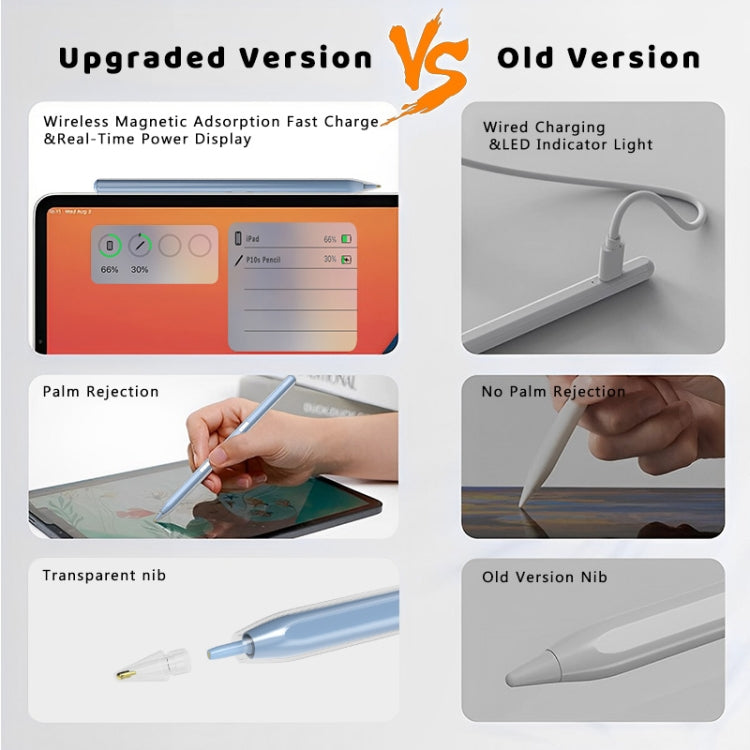 P10s Transparent Case Wireless Charging Stylus Pen for iPad 2018 or Later(Pink) - Stylus Pen by PMC TechLife | Online Shopping South Africa | PMC TechLife