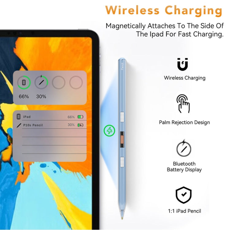 P10s Transparent Case Wireless Charging Stylus Pen for iPad 2018 or Later(Light Green) - Stylus Pen by PMC TechLife | Online Shopping South Africa | PMC TechLife