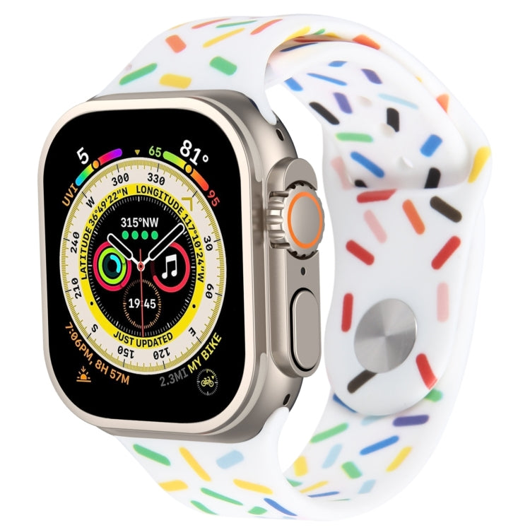 Rainbow Raindrops Silicone Watch Band For Apple Watch Ultra 49mm(White) - Watch Bands by PMC TechLife | Online Shopping South Africa | PMC TechLife