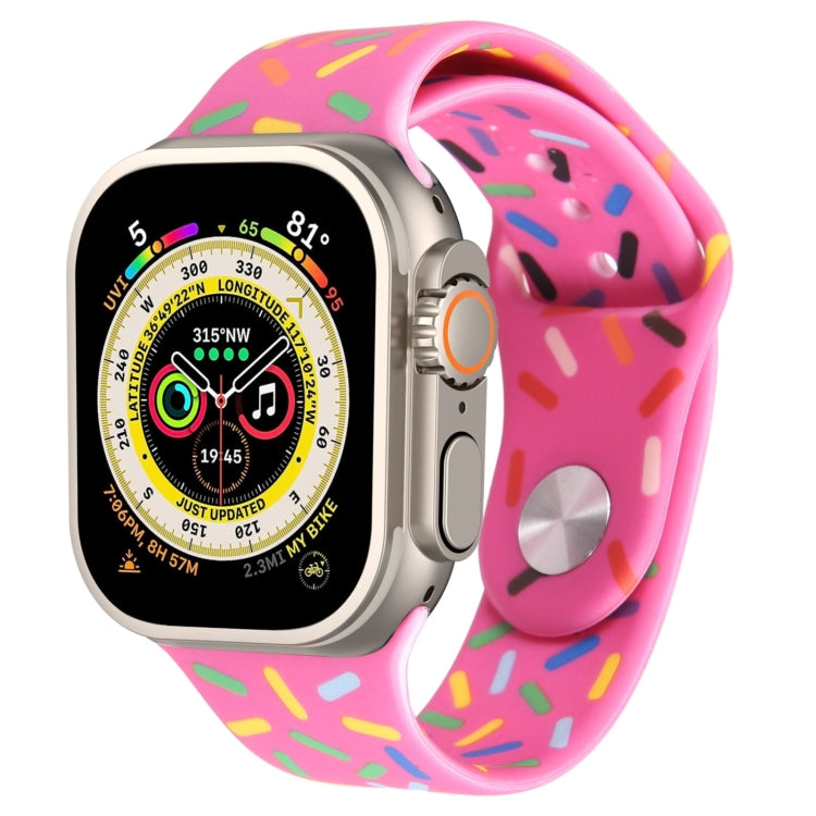 Rainbow Raindrops Silicone Watch Band For Apple Watch Ultra 49mm(Rose Red) - Watch Bands by PMC TechLife | Online Shopping South Africa | PMC TechLife