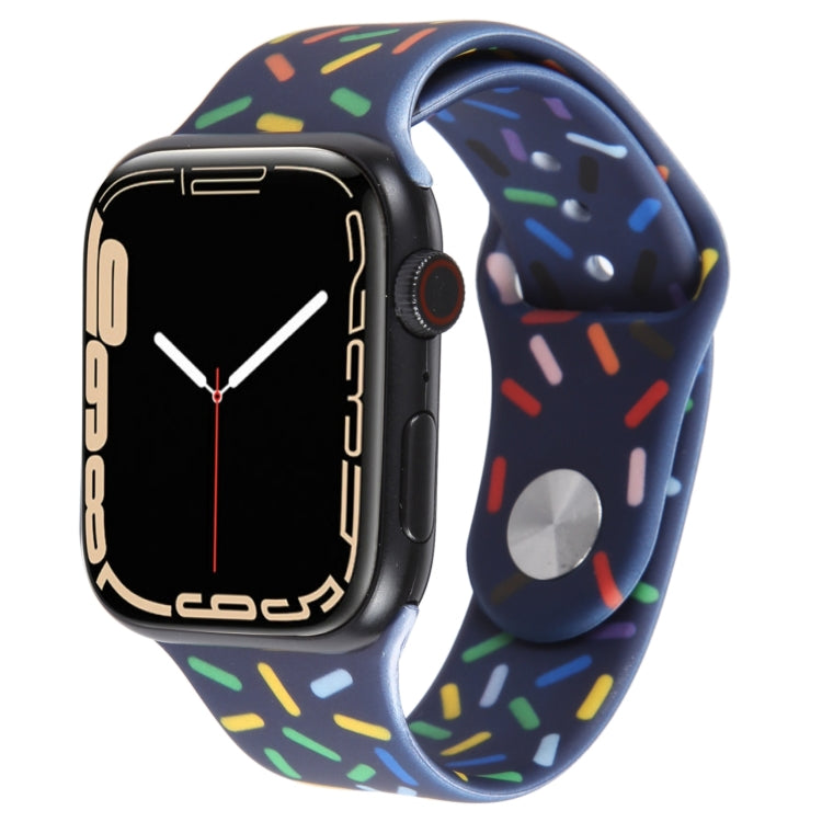 Rainbow Raindrops Silicone Watch Band For Apple Watch 8 41mm(Midnight) - Watch Bands by PMC Jewellery | Online Shopping South Africa | PMC Jewellery