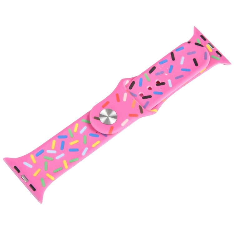 Rainbow Raindrops Silicone Watch Band For Apple Watch 8 41mm(Rose Red) - Watch Bands by PMC TechLife | Online Shopping South Africa | PMC TechLife
