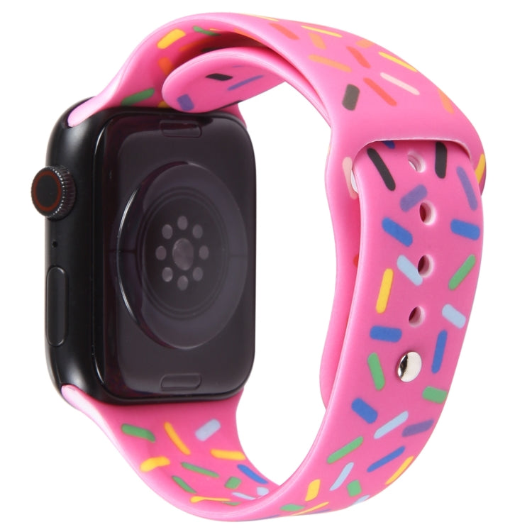 Rainbow Raindrops Silicone Watch Band For Apple Watch 8 41mm(Rose Red) - Watch Bands by PMC TechLife | Online Shopping South Africa | PMC TechLife