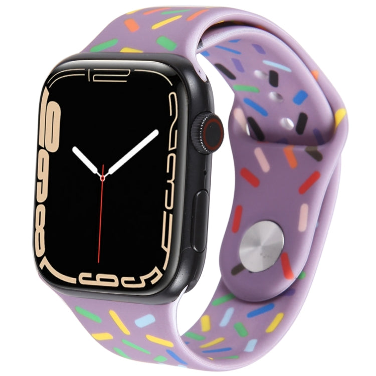 Rainbow Raindrops Silicone Watch Band For Apple Watch 8 45mm(Light Purple) - Watch Bands by PMC Jewellery | Online Shopping South Africa | PMC Jewellery