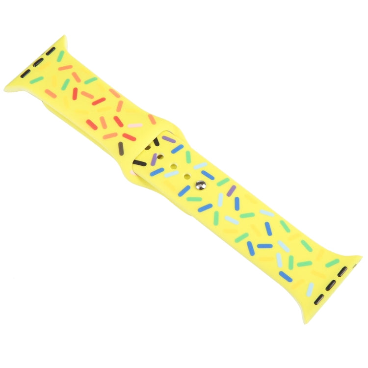 Rainbow Raindrops Silicone Watch Band For Apple Watch 8 45mm(Yellow) - Watch Bands by PMC Jewellery | Online Shopping South Africa | PMC Jewellery