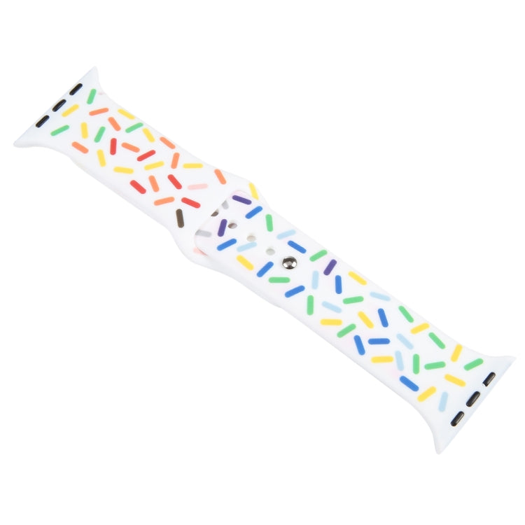 Rainbow Raindrops Silicone Watch Band For Apple Watch 7 45mm(White) - Watch Bands by PMC Jewellery | Online Shopping South Africa | PMC Jewellery