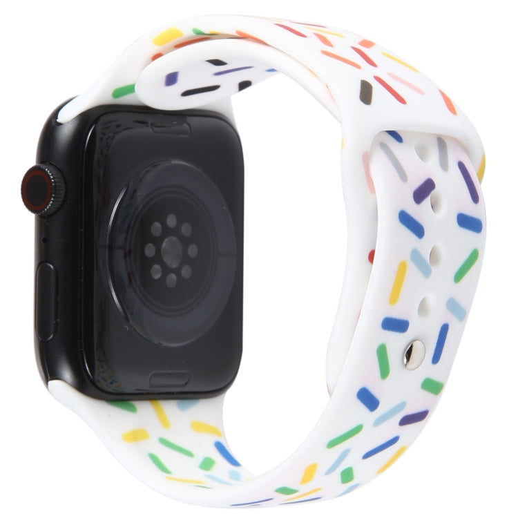Rainbow Raindrops Silicone Watch Band For Apple Watch 7 45mm(White) - Watch Bands by PMC TechLife | Online Shopping South Africa | PMC TechLife