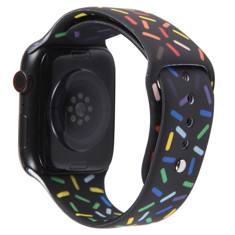 Rainbow Raindrops Silicone Watch Band For Apple Watch 7 45mm(Black) - Watch Bands by PMC Jewellery | Online Shopping South Africa | PMC Jewellery